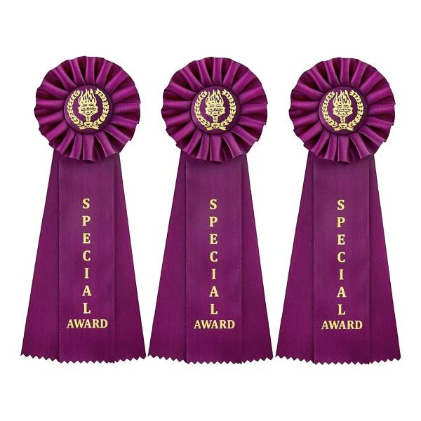 Victory Rosette Premium Award Ribbons with Event Card by Clinch Star 1st Blue, 2nd Red, 3rd White